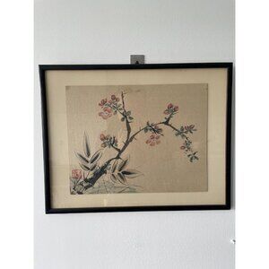 Framed Vintage Chinese ink painting, flowers